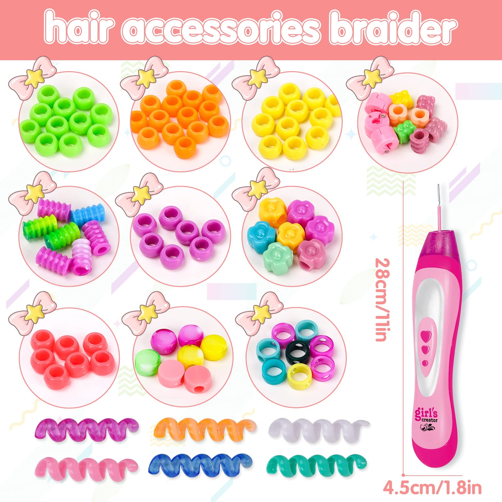 Pearoft Gifts for 5 6 7 8 Year Old Girls Kids, Girls Hair Accessories Girls  Toys Age 7 8 9 10 Beads DIY Craft Birthday Gift for 5-12 Years Old