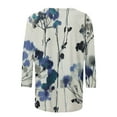 thumbnail image 4 of ESSSUT T-Shirt Imprimé à Manches 3/4 Col Rond Manches Courtes pour Femmes Tops Clair Bleu XXXL, 4 of 5