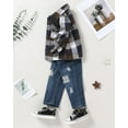 thumbnail image 4 of WESIDOM Toddler Boy Clothes Long Sleeve Collar Plaid Shirts Jacket Ribbed Jeans Pants Sets 1-6T Boys Fall Outfits, 4 of 14