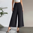 thumbnail image 2 of VBVC Women's High Waisted Chiffon Wide Leg Cropped Pants , Breathable Flowy Palazzo Pants For Women , Ladies' Casual Beach Trousers with Pockets,Black,S-2XL, 2 of 6