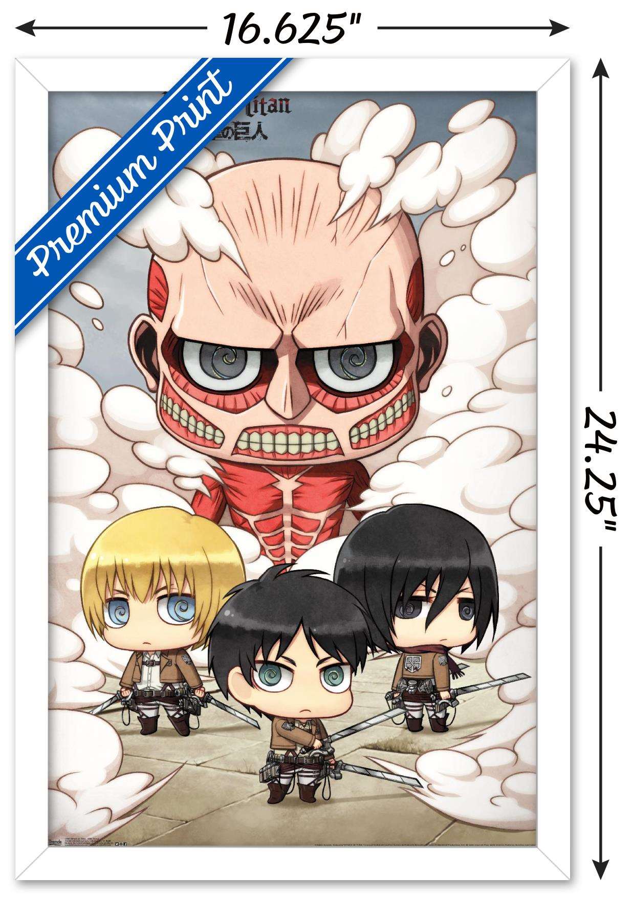 Attack on Titan - Chibi Group Wall Poster, 14.725" x 22.375", Framed