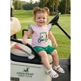 thumbnail image 6 of BemeyourBBs Toddler Baby Girl Golf Outfits Infant Baby Girls Summer Clothes Golf Cart Embroidered Striped Fly Sleeve T Shirt Tops Elastic Waist Pockets Shorts 2Pcs Clothes Set, 6 of 9