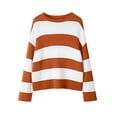 thumbnail image 5 of vigerkar Women's Fashion 2026 Long Sleeve Oversized Striped Color Block Comfy Loose Crew Neck Knitted Pullover Sweater (Orange, S), 5 of 5