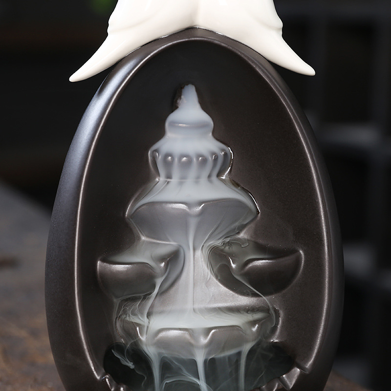 Ncense Burner Incense Holder Ceramic Backflow Incense Burner Creative Alpine Flowing Water Backflow Incense Burner Home Decoration Waterfall Incense Burner (Color : Couple Tiancheng)