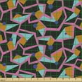 thumbnail image 2 of Ambesonne Retro Fabric by the Yard Upholstery, Funky Colorful Quirky Shapes, 5 Yards, Dark Orange and Pink, 2 of 5