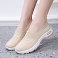 thumbnail image 5 of longantii Women's Slip On Casual Walking Shoes Breathable Knit Non Slip Comfortable Lightweight Sneakers Beige, 5 of 7