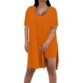thumbnail image 2 of Pyhlmscde Lounge Sets for Women, Women Plus Size 2 Piece Outfits Short Sleeve Tunic Slit Tops Skinny Biker Shorts Sets Tracksuits, Two Piece Sets for Women Summer Orange 3XL, 2 of 9