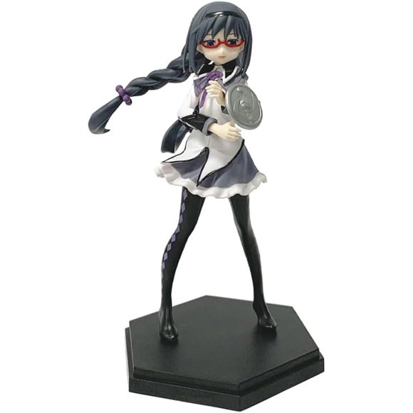 New Homura Akemi Figure, Glasses Homura Akemi Figurine 17cm/6.7inch Handmade PVC Character Model Collectible Handicrafts for Anime Fans Gift