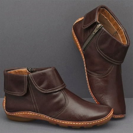 

Akiihool Womens Booties and Ankle Boots Women s Wedge Boots Elastic Casual Cutout Slip On Short Boots (Brown 7)
