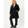 thumbnail image 2 of Women's Plus Size Winter Coats Elegant Notched Lapel Single Breasted Trench Coat Black 1X, 2 of 7