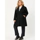 thumbnail image 2 of Women's Plus Size Winter Coats Elegant Notched Lapel Single Breasted Trench Coat Black 1X, 2 of 7