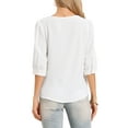 thumbnail image 3 of INSPIRE CHIC Business Casual Tops for Women V Neck 3/4 Sleeve Summer Top Chiffon Blouses S White, 3 of 6