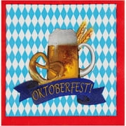 100 Pack Oktoberfest Party Napkins, Bavarian Flag and Beer Design (5 Inches)