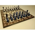 thumbnail image 2 of Medieval Times Crusades Blue White Maltese Knight Chess Set 17" Mosaic Color Brd, 2 of 7