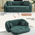 thumbnail image 3 of Leumius 87" Convertible Futon Sofa Bed, Corduroy Curved Boneless Couch with High Backrest, 2-in-1 Fold-Out Sleeper Sofa with Pull-out Couch Bed,Green-Square Pillow, 3 of 6