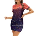 thumbnail image 1 of Robe Évasée Col Carré Robe Élégante Mode Féminine Imprimée Robe Nuage Élèvement Étoile Explosion Motif Géométrique Bleu Foncé, 1 of 5