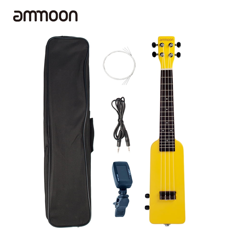 ammoon 23 Inch Okoume Solid Wood Electric Ukulele Ukelele Uke Kit with