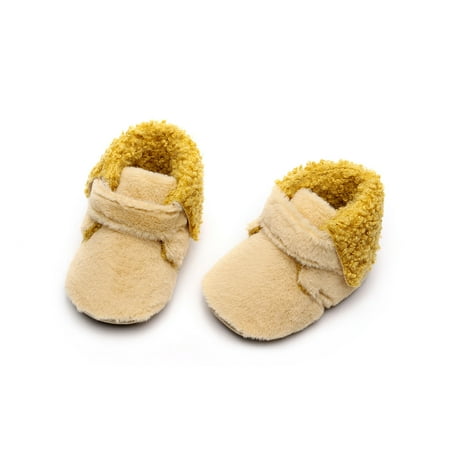 

Gubotare Baby Walking Shoes Kids Baby Booties Boys Girls Plush Warm Winter Shoes Hiking Snow Boots Toddler Yellow 6 Months