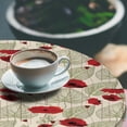 thumbnail image 2 of Ambesonne Poppy Flower Fitted Round Tablecloth, Sketch Leaves Rural, 40"- 44" Diameter, Scarlet Fern Green Beige, 2 of 5