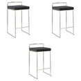 thumbnail image 1 of Heavenly Collection Black PU Stool with Stainless Steel Frame SET OF 3, 1 of 4