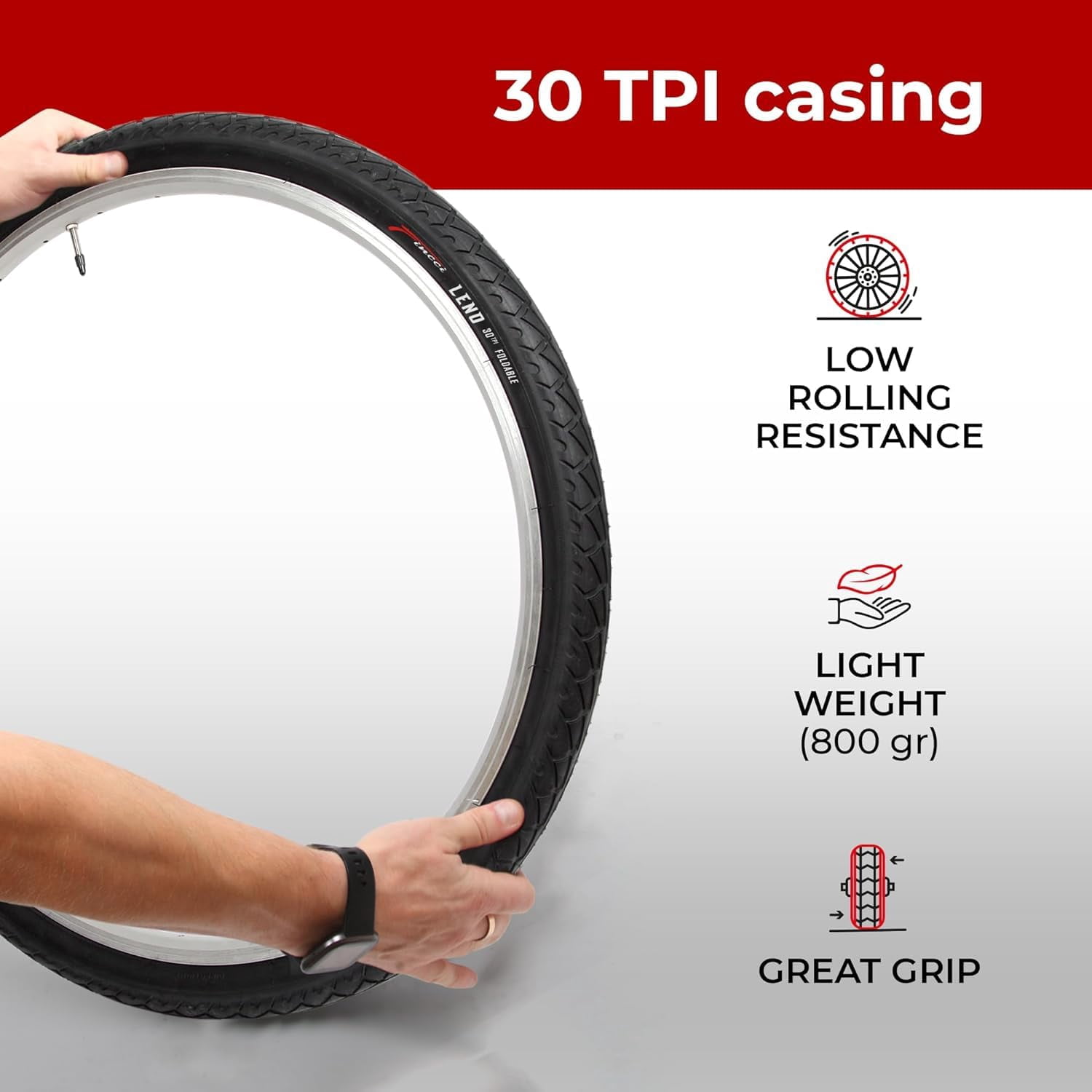 Fincci 26x2.125 Bicycle Tires (54-559) Foldable Anti-Puncture for Road, Hybrid, Mountain, and E-Bikes, 2-Pack