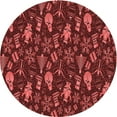 thumbnail image 1 of Ahgly Company Tapis de Zone Rond Lavable en Machine Rouge Pamplemousse Transitionnel, 8 Pieds Rond, 1 of 7