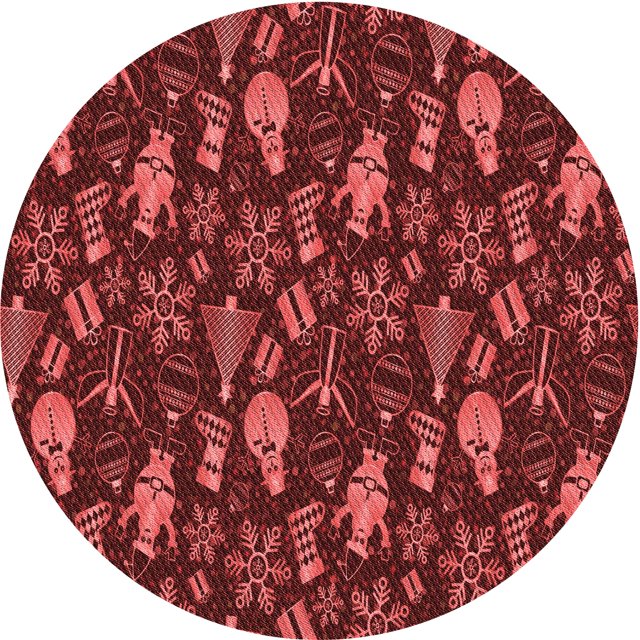 Ahgly Company Tapis de Zone Rond Lavable en Machine Rouge Pamplemousse Transitionnel, 8 Pieds Rond