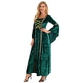 thumbnail image 4 of Yeahdor Womens Medieval Victoria Queen Princess Formal Dress Halloween Carnival Court Cosplay Costume Velvet Dress Green XL, 4 of 7