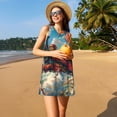 thumbnail image 3 of Fotbe Beautiful Red Train Hot Air Balloon Vestido de Verano sin Mangas para Mujer – Vestido Midi Línea A, Estilo Camiseta Floral, Vestido Playero Casual y Fluido, 3 of 7