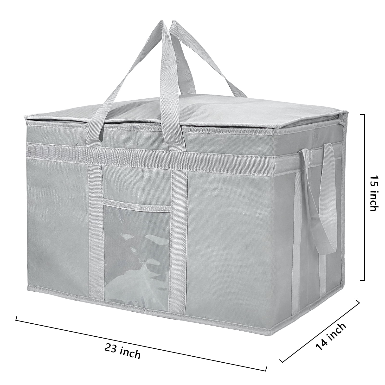 Yongzhenlite Adult Extra Large Non-Woven Shopping Bag with Zipper Closure, Reusable Grocery Shopping Bags Keep Food Hot or Cold,Ideal for Catering,Grocery Transport,Gray,1 Piece