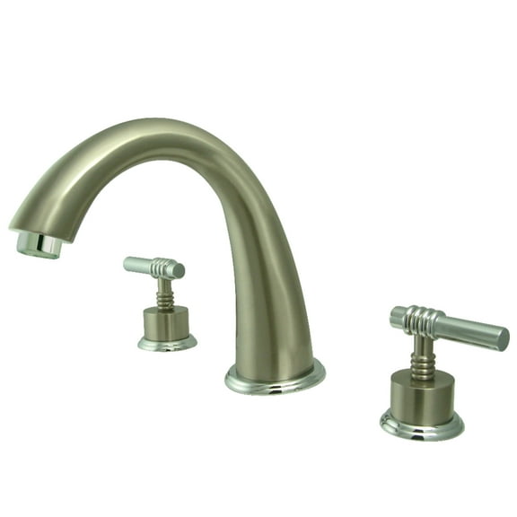 Kingston Brass KS2367ML Milano Two-Handle Deck Mount Roman Tub Faucet, Brushed Nickel/Polished Chrome
