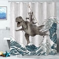 thumbnail image 5 of Funny Cat Shower Curtain Dinosaur Ocean Sea Wave Shower Curtains for Bathroom Cool Waterproof Fabric Rustic Wooden Farmhouse Bath Curtain Decor with Hooks (Gray1, 72\u201d x 84\u201d), 5 of 6