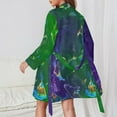 thumbnail image 3 of Colorful Splash Pajama Robe Abstract Ink Print Long Sleeve Casual Pajamas Robes Woman V Neck Cute Bathrobe Autumn Design Dress, 3 of 7