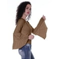 thumbnail image 4 of Moomaya T-Shirt à Manches Longues Évasées pour Femmes, Col Rond, Uni, Coupe Décontractée, T-Shirt d'Été, 4 of 5