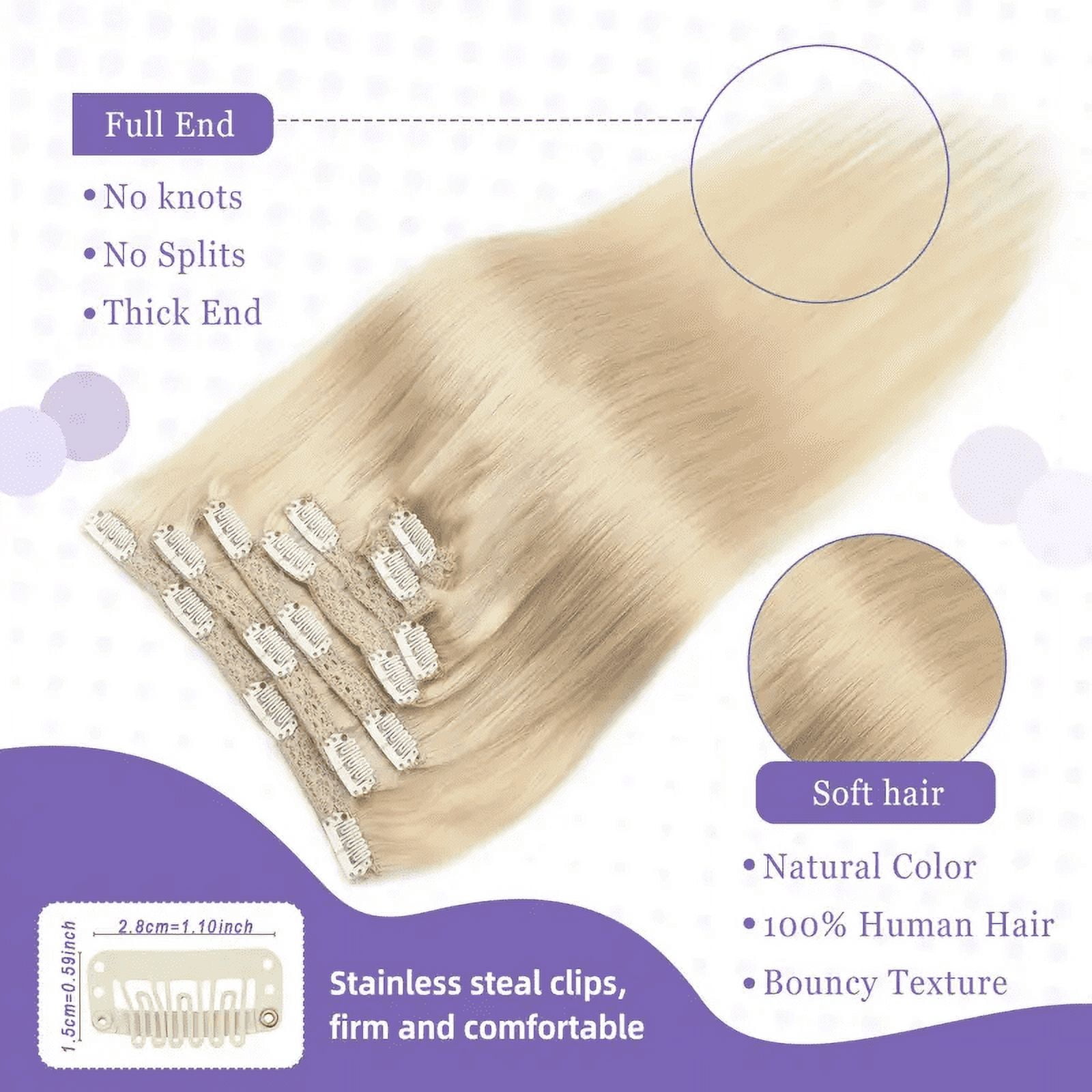 Vlasy Straight Clip In  Hair Extensions 12inches Real Human Hair 7Pcs Clip In Light Blonde Human Hair Extensions