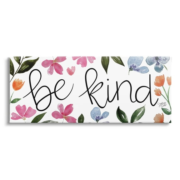 Stupell Be Kind Floral Wildflowers Botanical & Floral Painting Gallery Wrapped Canvas Print Wall Art