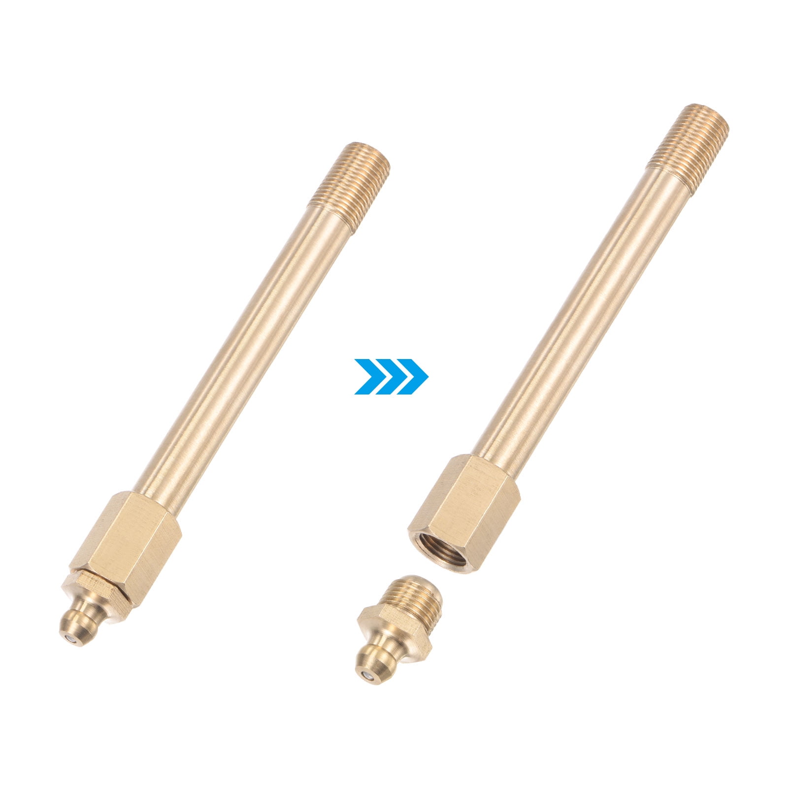 Unique Bargains Brass Straight Hydraulic Grease Fitting with Thread Length 110mm