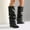 Black, variant on OKBOP Women's Knee High Boots Zip-Up Pointy Toe Slouch Buckle Strap Low Heel Boots for Fall Winter Boots Sizes 35