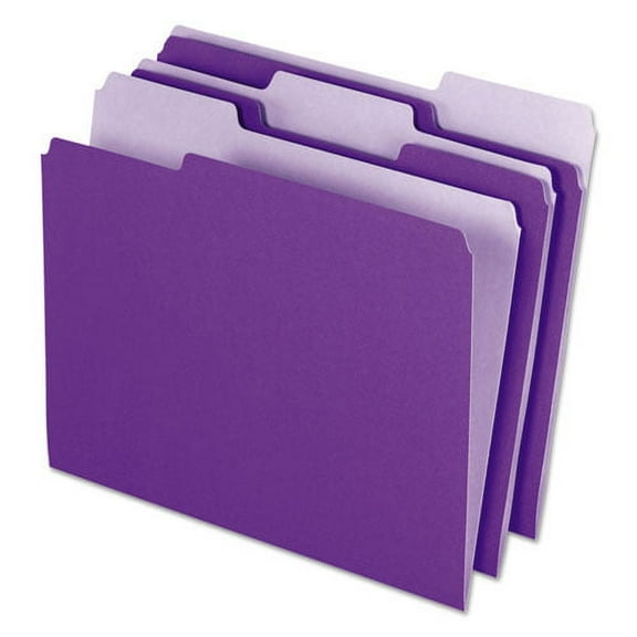 Interior File Folders, 1/3-Cut Tabs: Assorted, Letter Size, Violet, 100/Box | Bundle of 2 Boxes