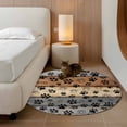 thumbnail image 3 of Round Area Rug 4 Ft, Haze Blue Brown Washable Non-Slip Circle Carpet for Living Room/Bedroom, Rustic Farmhouse Dog Paw Vintage Low-Profile Crawling Mats Collection Rugs for Indoor, 3 of 7