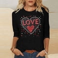 thumbnail image 2 of VKOYWKM Womens 3/4 Sleeve Tops Valentines Day Shirts Love Heart Print Tees Casual Crew Neck Holiday Tops Classic Romantic Valentine Cute Clothes, 2 of 5