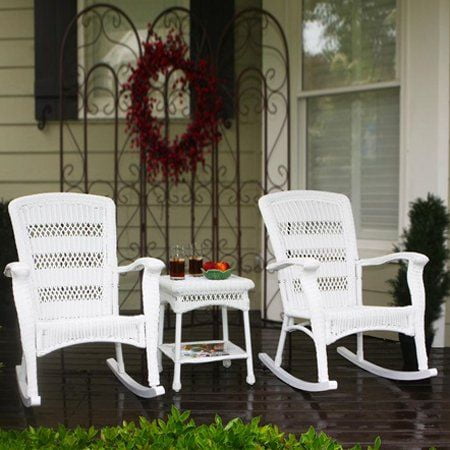 Tortuga Outdoor Tortuga Coastal White Resin Wicker Outdoor Plantation Rocking Chair and... by Overstock