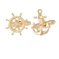 thumbnail image 1 of Cuff Links con diseño de ancla náutica y rueda de barco para hombre, 1 of 2