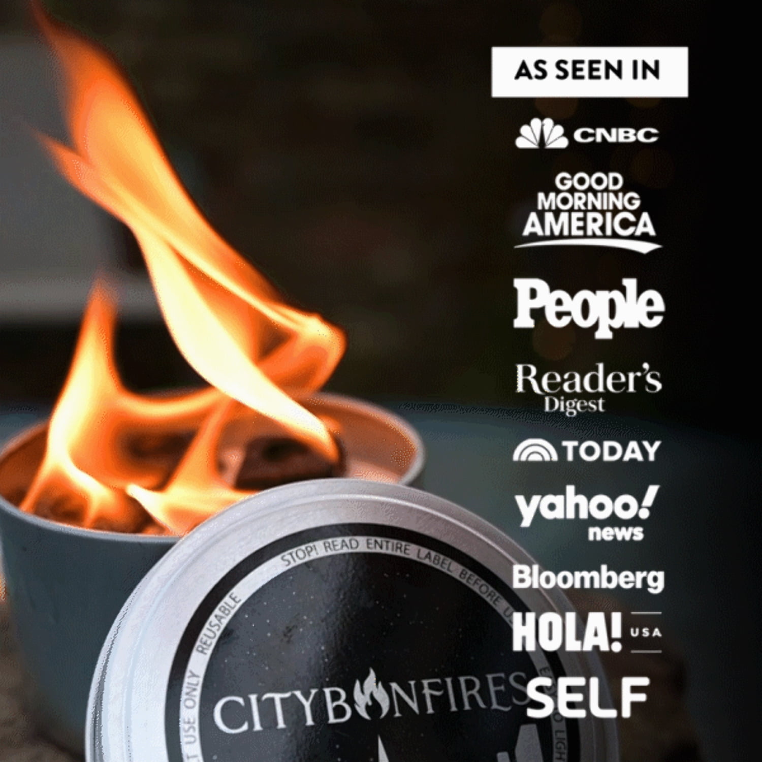City Bonfires Portable Fire Pit 10 Pack 3‑5 Hour Burn Time Made in USA