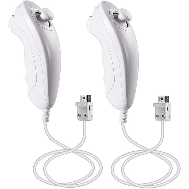 Lot de 2 manettes Wii Nunchuck, kiwitatá Nunchuk Manette de jeu vidéo de  rechange pour manettes Wii Wii U Motion 