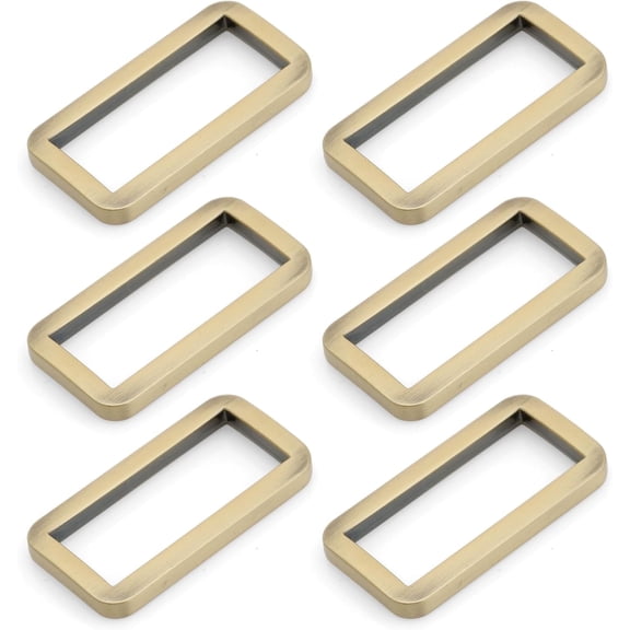 CRAFTME STUDIO 1-1/2 Inch Metal Flat Rectangle Rings Buckle for Bag, Belt and Strap Heavy Duty Loop with Quality Finish, 6 Pack (Brushed Brass) VTLP