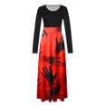 thumbnail image 4 of Drses Womens Dresses Fashion Printed Long Sleeve Round Neck Pullover Patchwork Dress Dresses For Women, 4 of 5