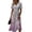 Pink, variant on Floral Print Midi Dress for Women - V-Neck Short Sleeve High Waist A-Line Casual Summer Dress, Flowy Beach Vacation Party Gown with Cinched Waist Pink XL