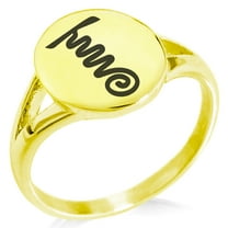 Stainless Steel Reiki Tibetan Fire Serpent Chakra Minimalist Oval Top Polished Statement Signet Ring