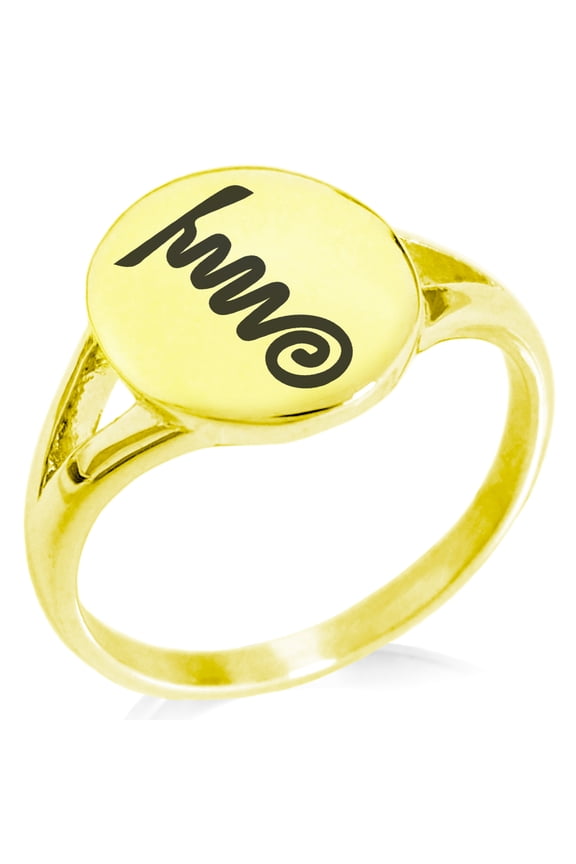 Stainless Steel Reiki Tibetan Fire Serpent Chakra Minimalist Oval Top Polished Statement Signet Ring